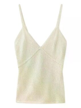 Zara Cream Knit V-Neck Spaghetti Strap Camisole